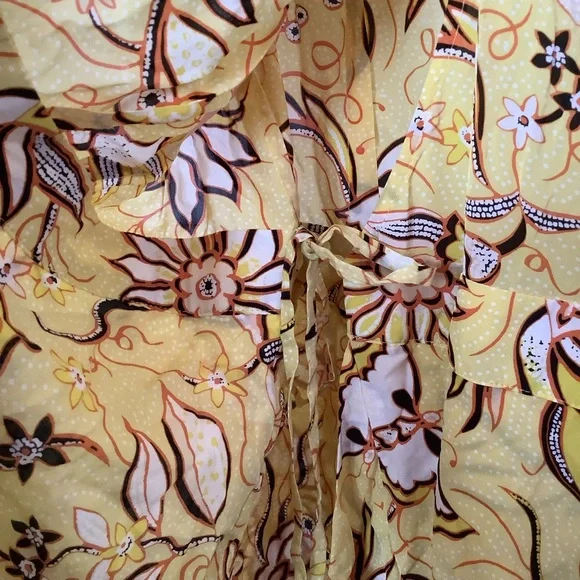 The‎ Kooples Yellow Tiered Wrap Sundress Sz MED - Picture 10 of 14